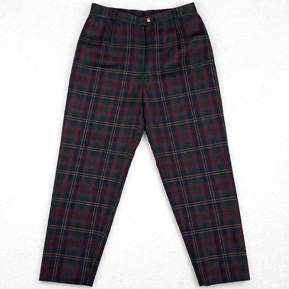 Vintage Lauren Ralph Lauren Tartan Plaid Worsted Wool Pants USA Made Womens 12